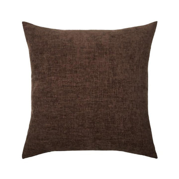 Bellanger Chenille Feather Cushion - Dark Brown /Flax