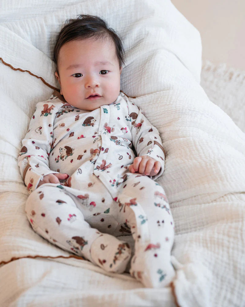 Toby LS Zip Print Onesie