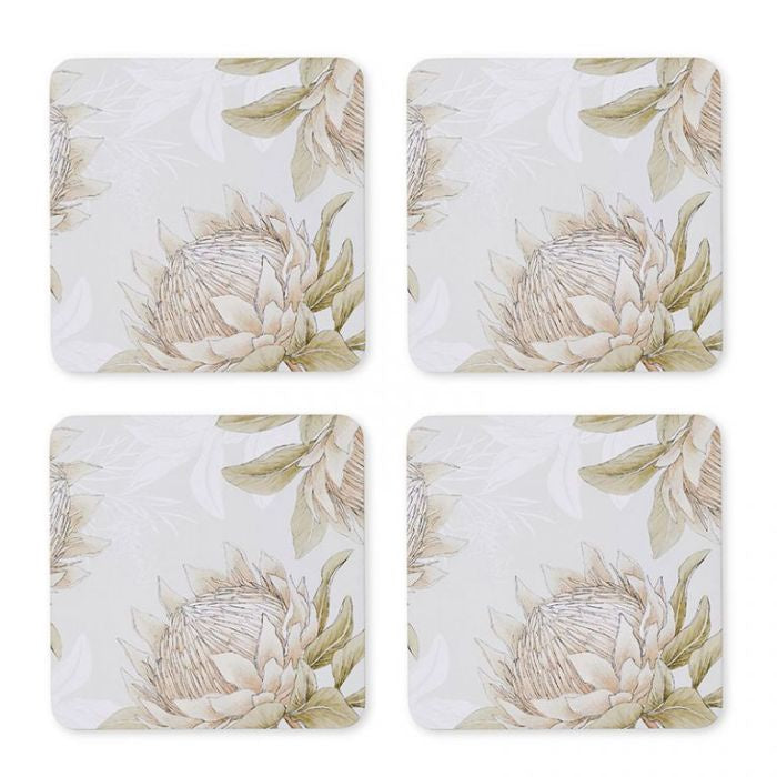 King Protea Square Coaster Set 4