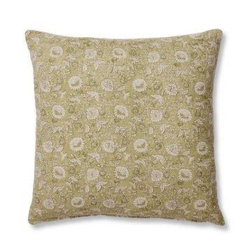 Delilah Floral Block Print Green Cushion