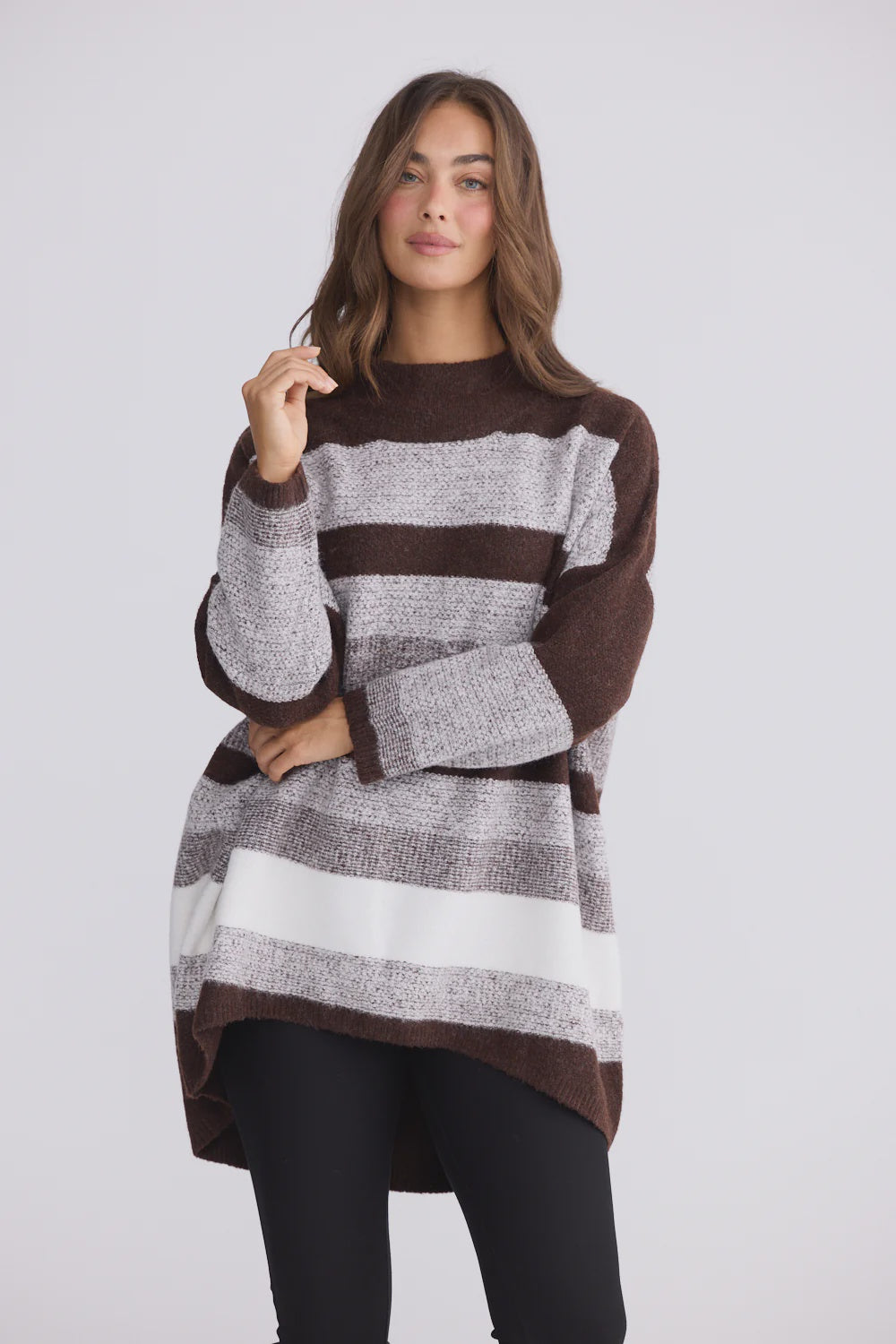 Louise Stripe Knit Jumper Choc