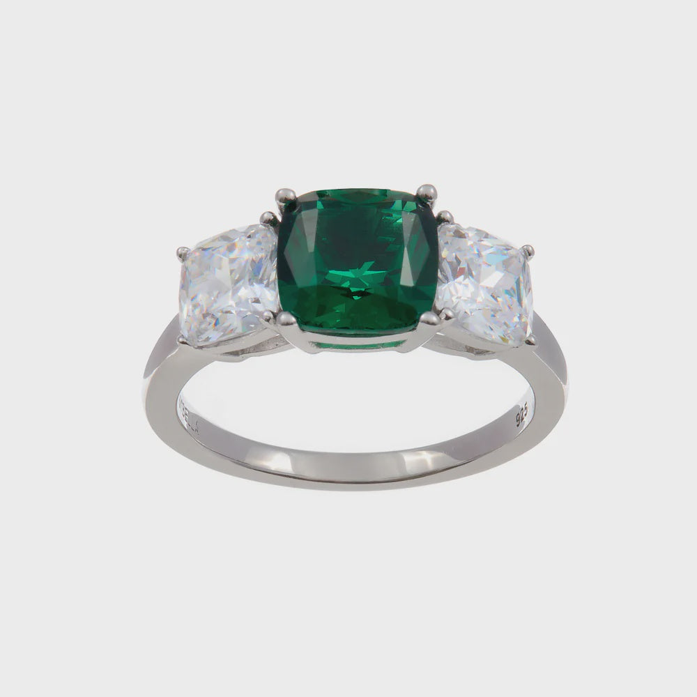 Adeline Rhodium Green Ring Size 6