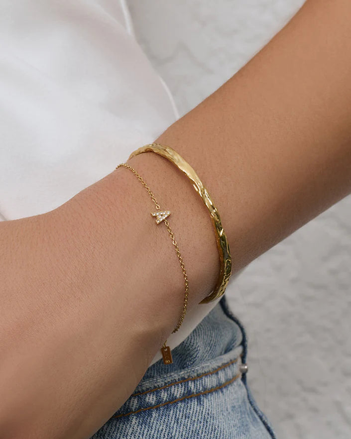 Mini Initial Stone Bracelet Gold