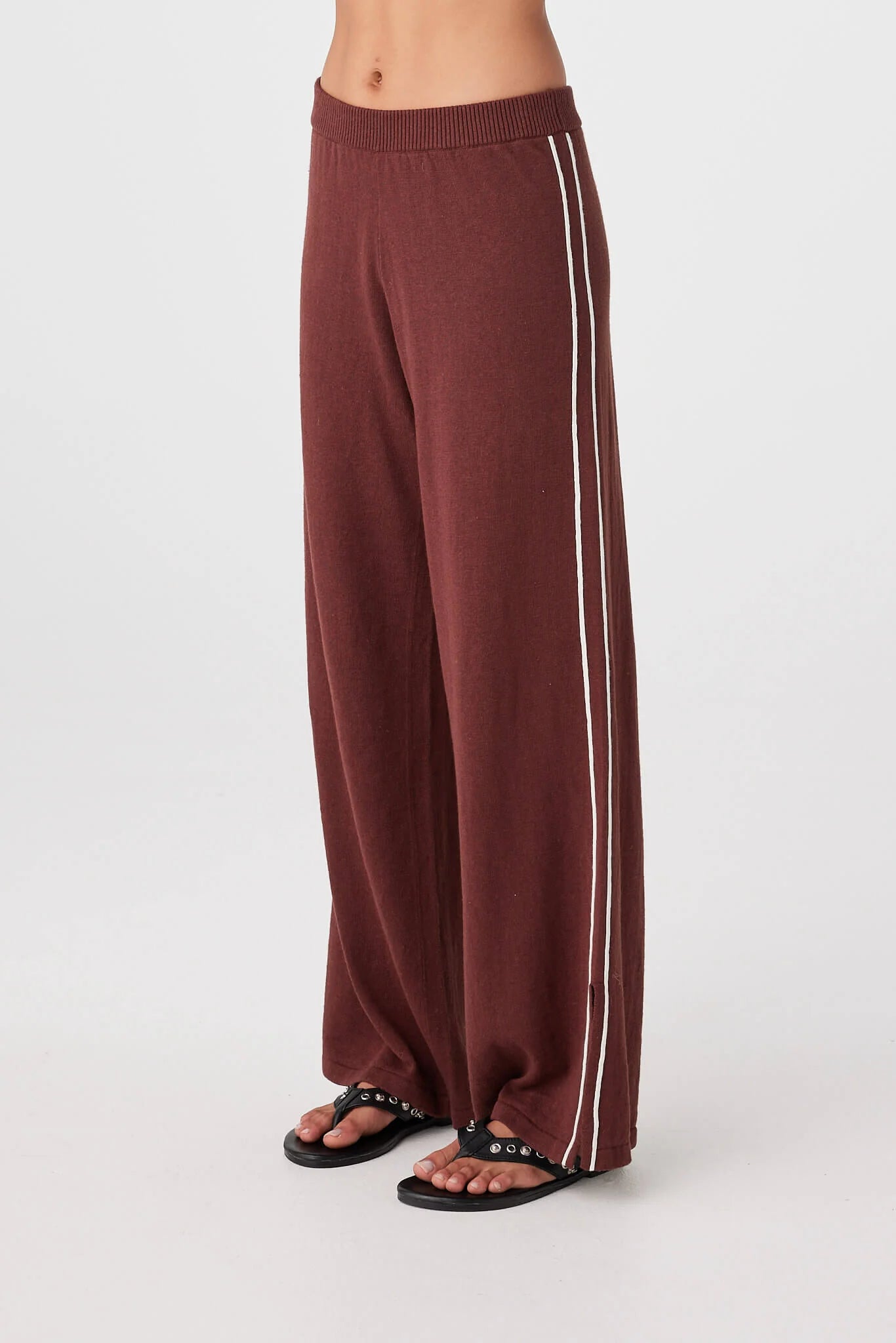 Pippa Linen Blend Wide Leg Pant Raisin & Cream