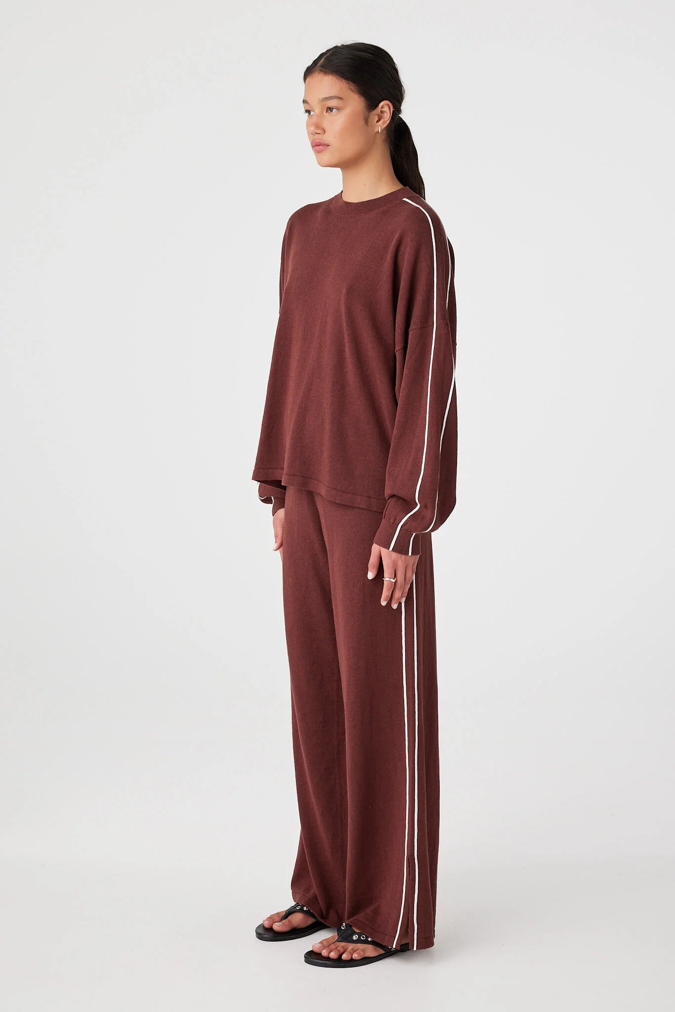 Pippa Long Sleeve Tee Raisin & Cream