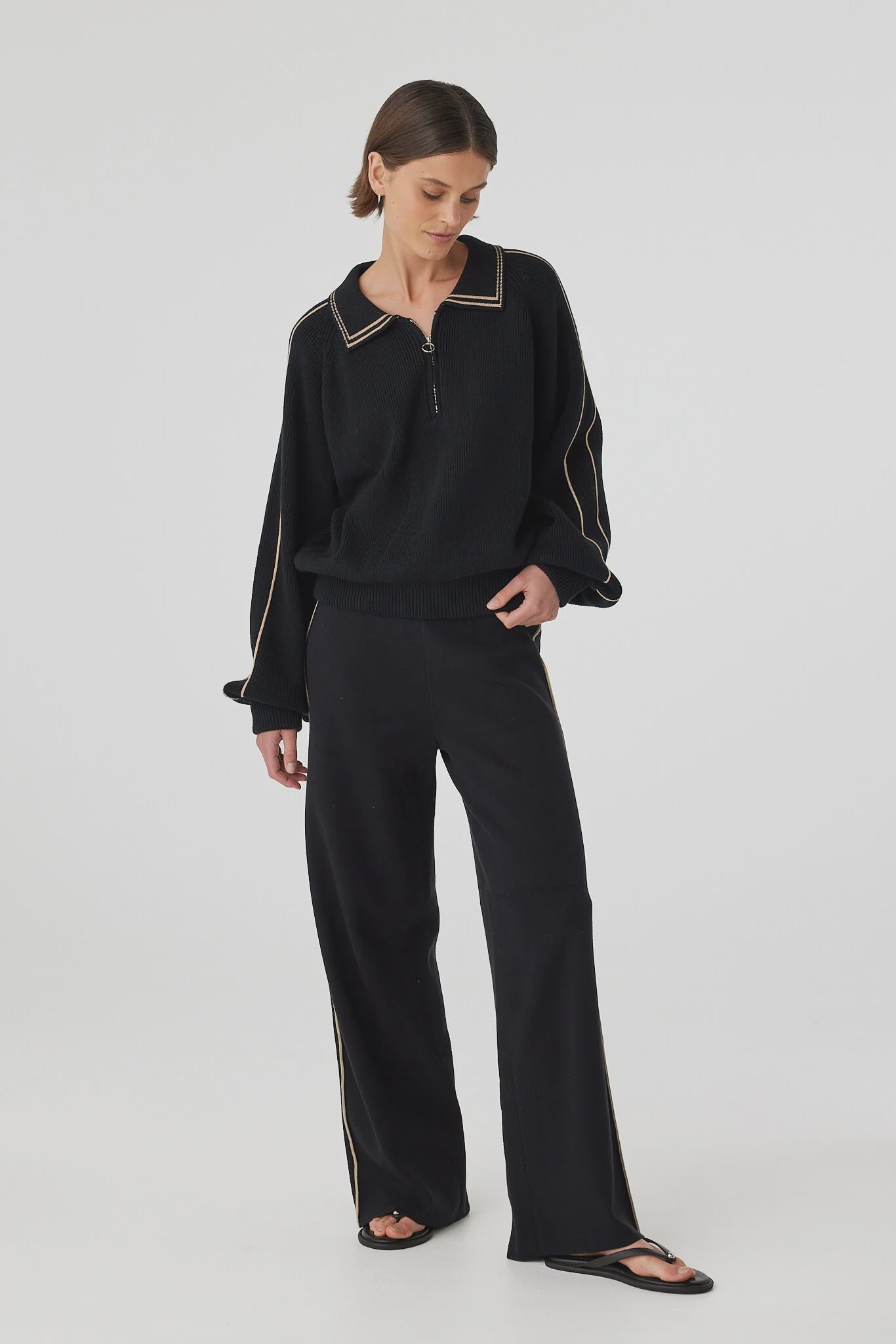 Milan Track Pant Black Taupe