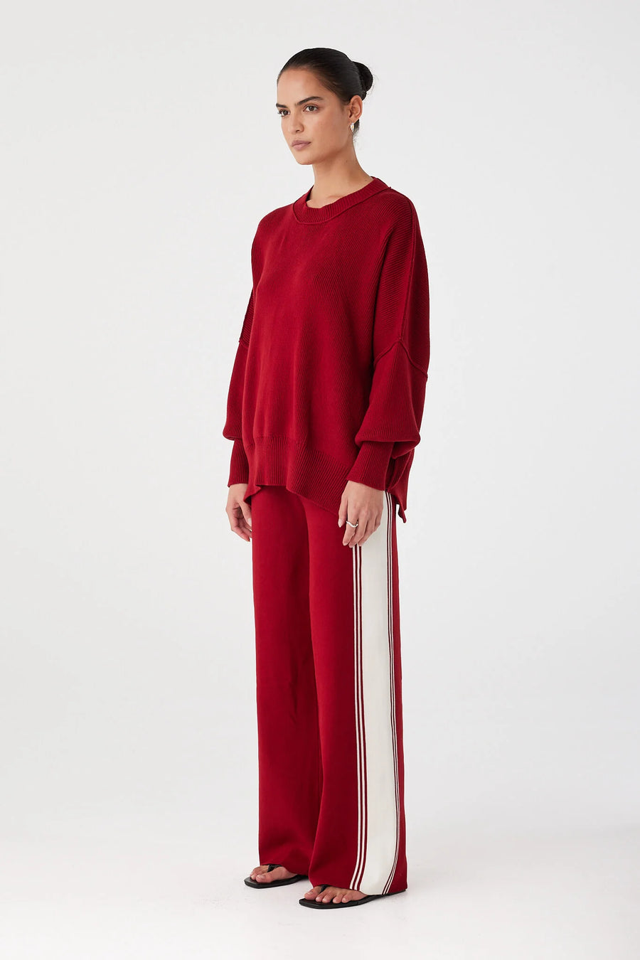 Emery Pant - Wine & Ecru