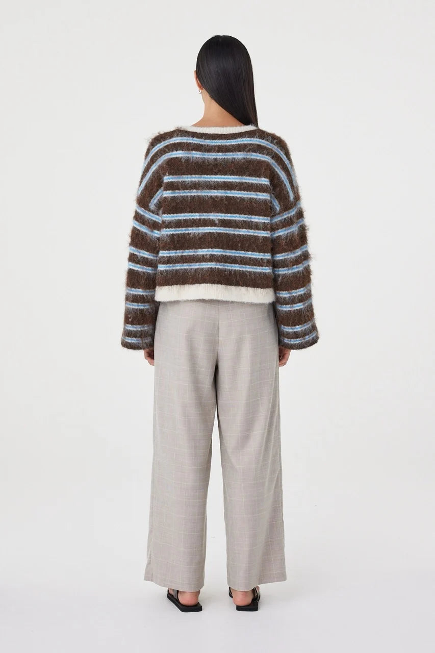 Lucca Sweater - Espresso & Blue Stripe