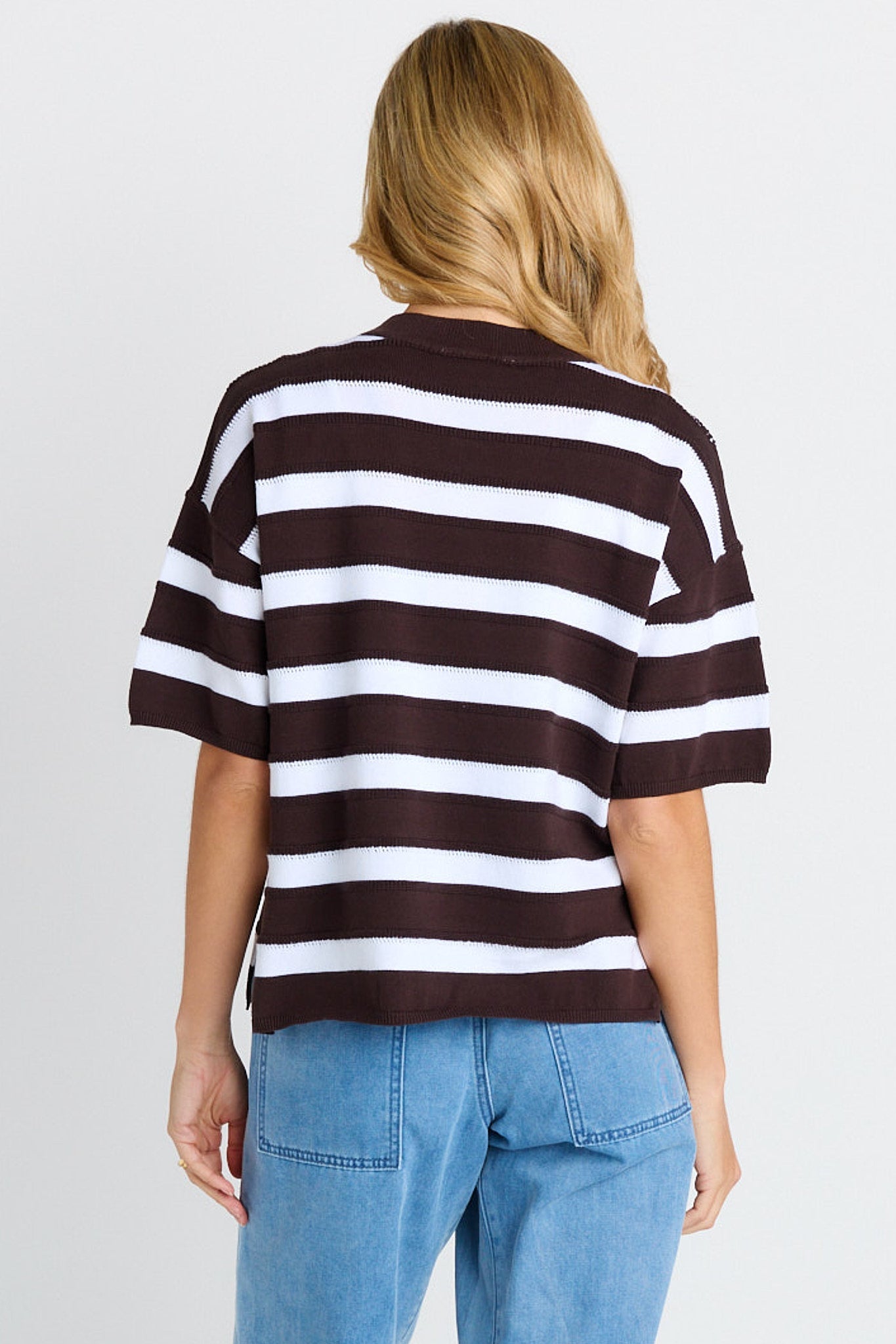 Libby Boxy Stripe Top Chocolate
