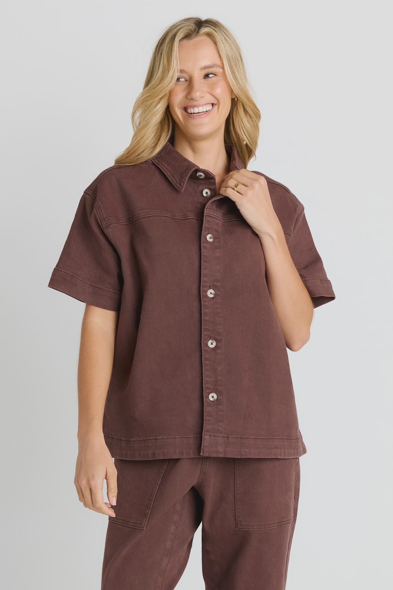 Quinn Cotton Shirt Chocolate Brown