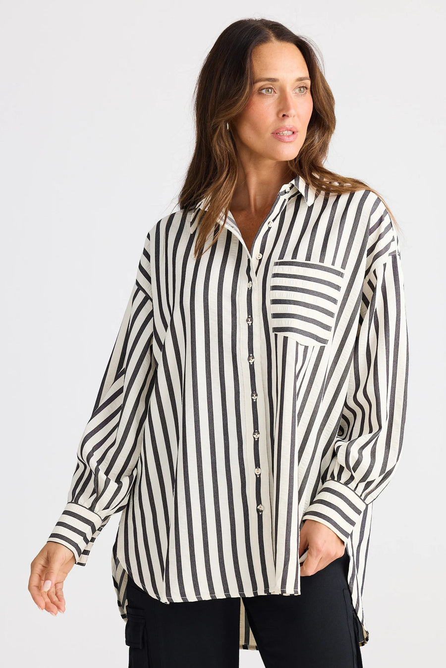 Ezra Shirt Black & White Stripe