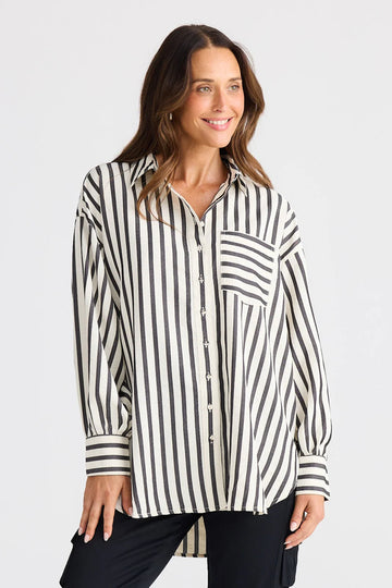 Ezra Shirt Black & White Stripe