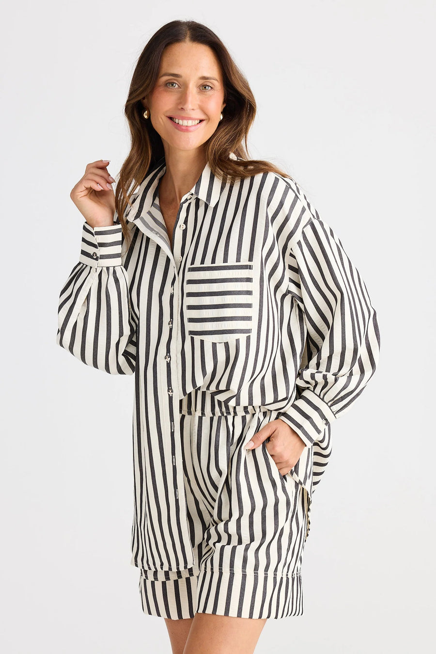 Ezra Shirt Black & White Stripe