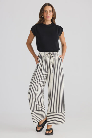Portia Pants Black & White Stripe