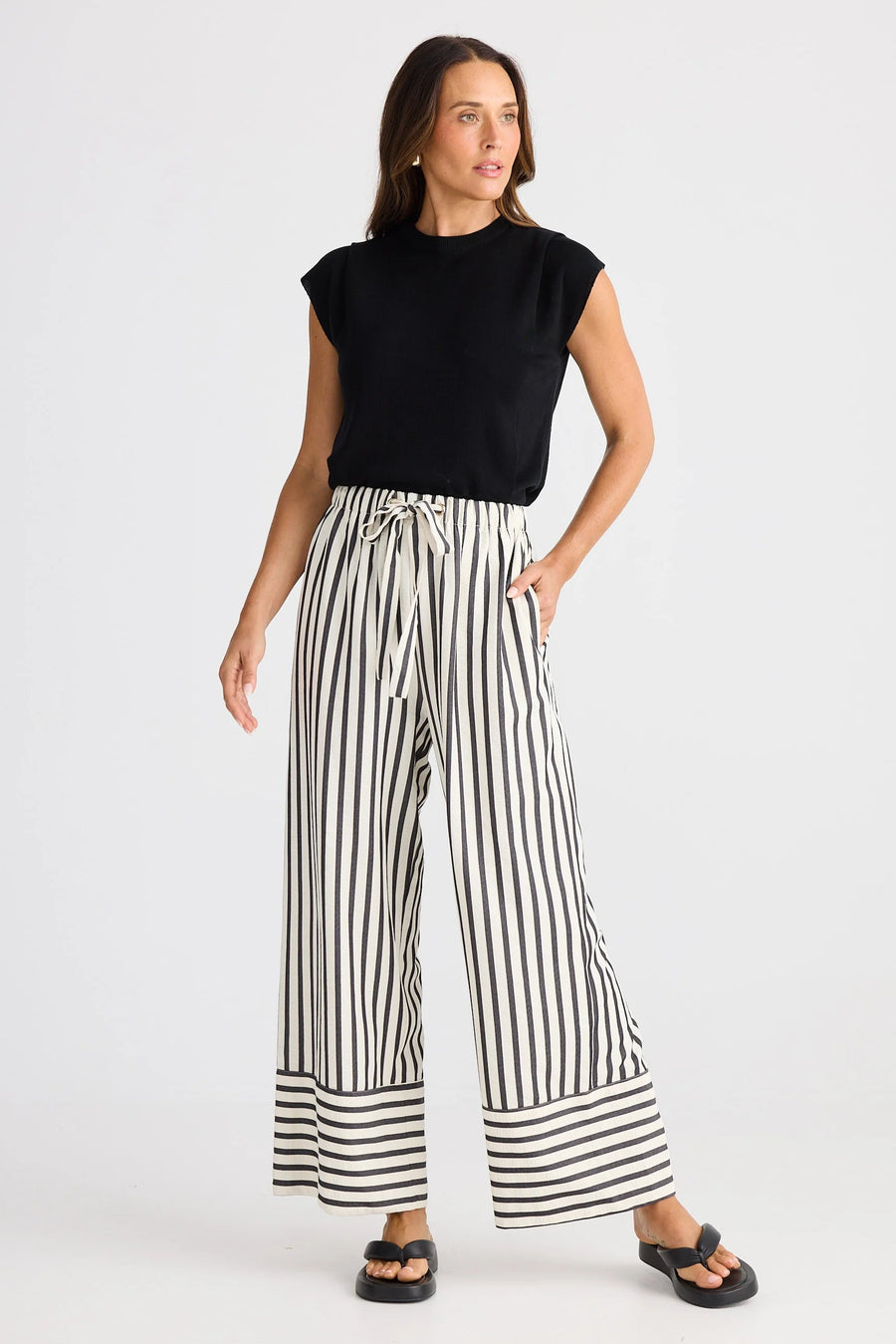 Portia Pants Black & White Stripe