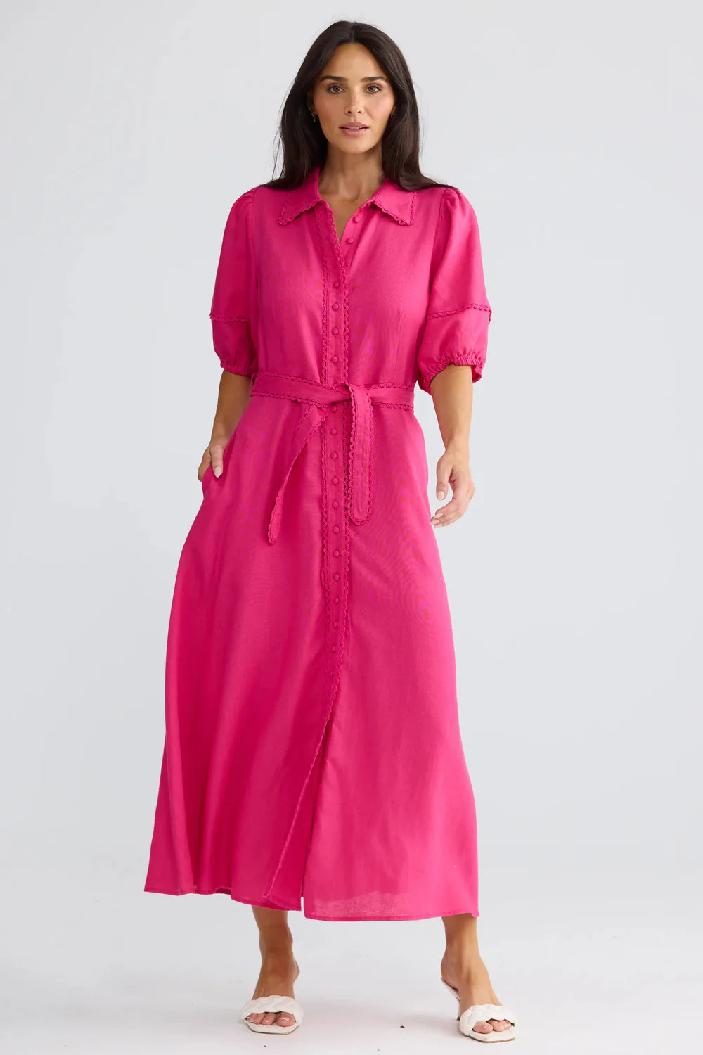 Brynn Midi Dress Fuschia