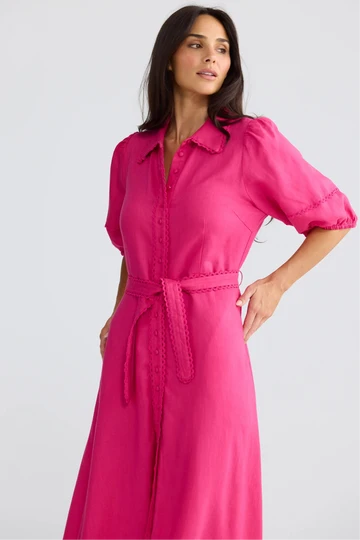 Brynn Midi Dress Fuschia