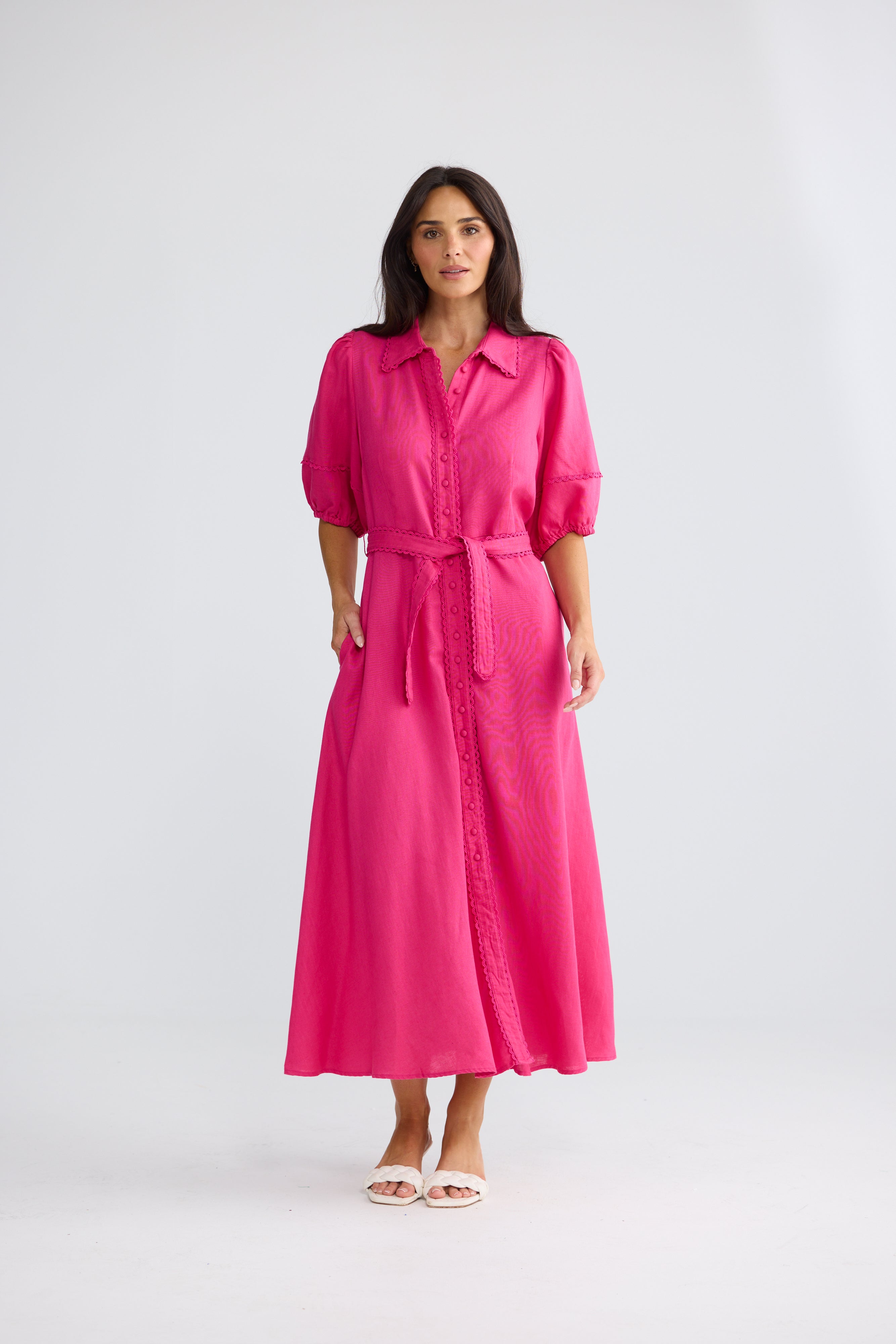 Brynn Midi Dress Fuschia