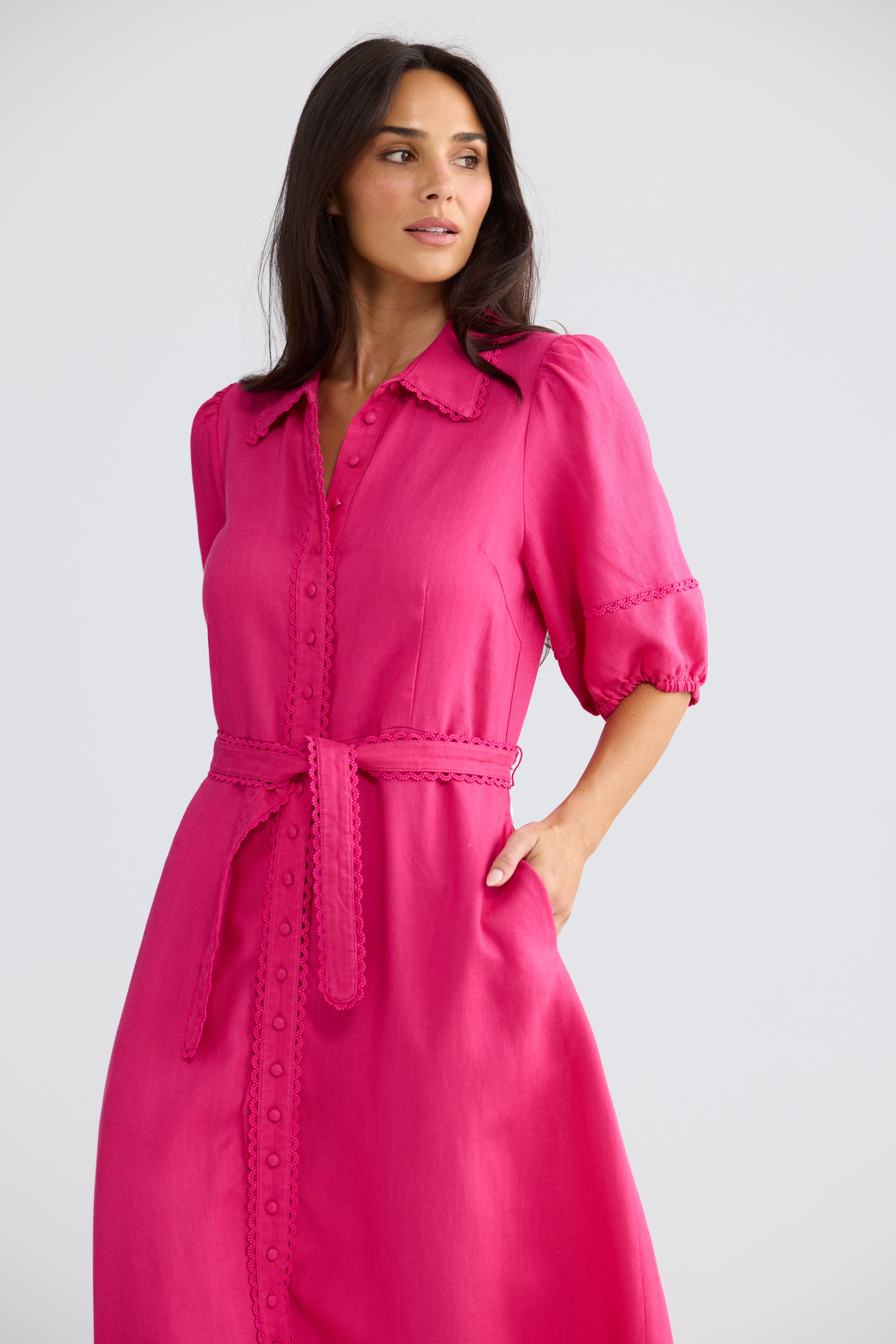Brynn Midi Dress Fuschia