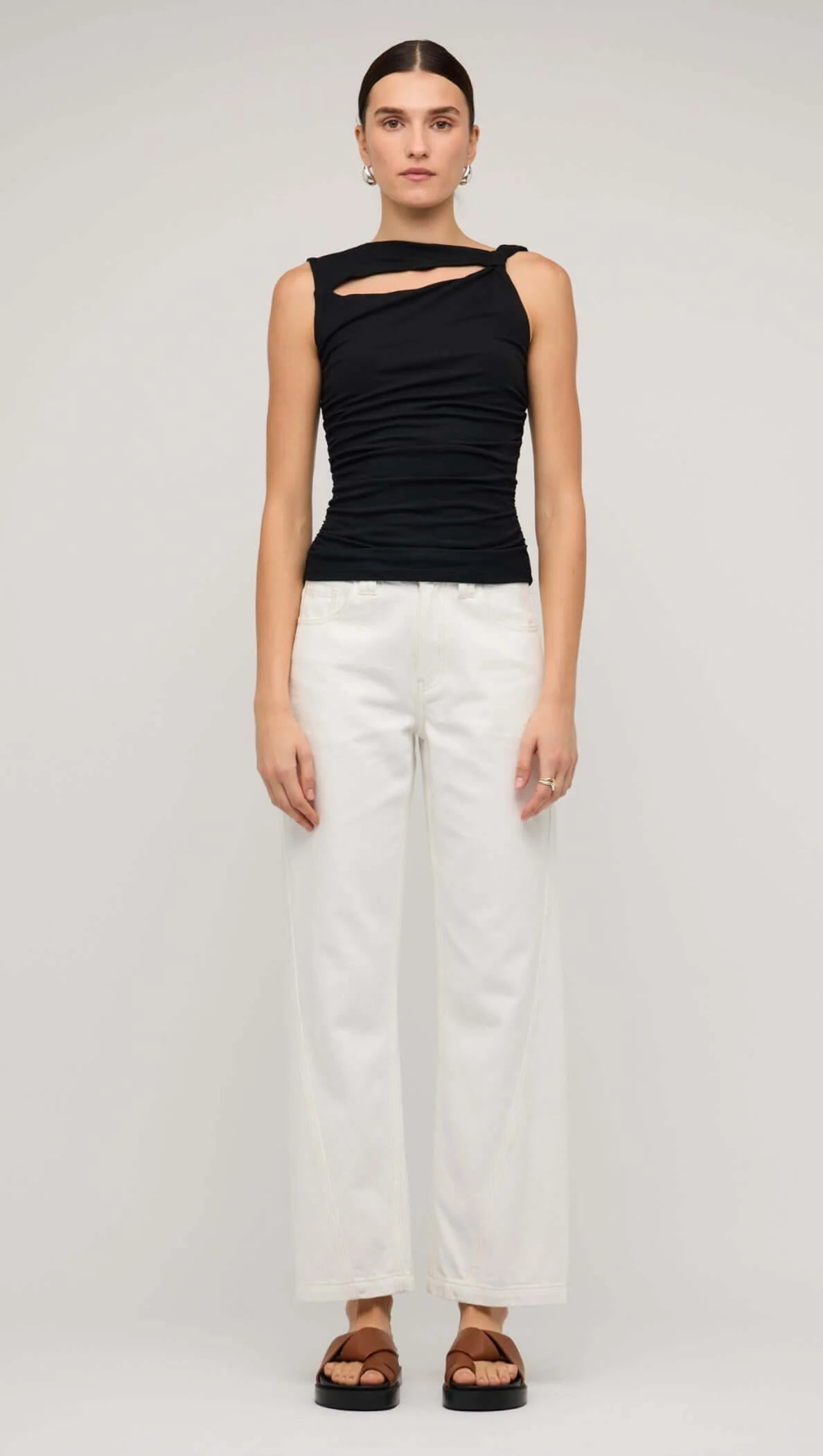 Mira Black Cut Out Ruched Top