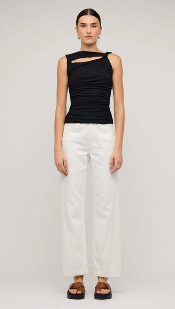 Mira Black Cut Out Ruched Top