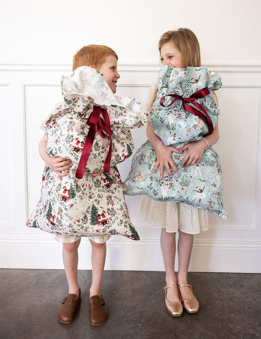 Heirloom 100% Linen Christmas Santa Sack - Jolly Santa