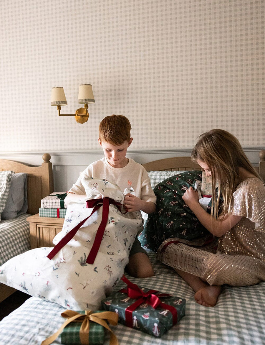 Heirloom 100% Linen Christmas Santa Sack Heirloom Holly