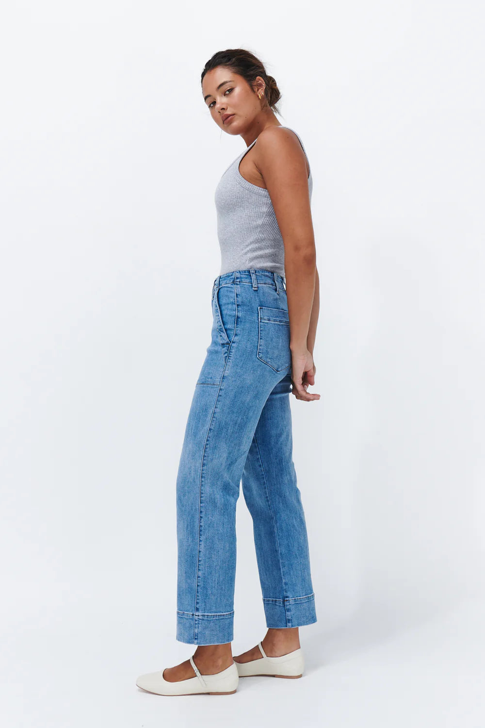 Celeste Pant Wide Leg Utility 70's Blue