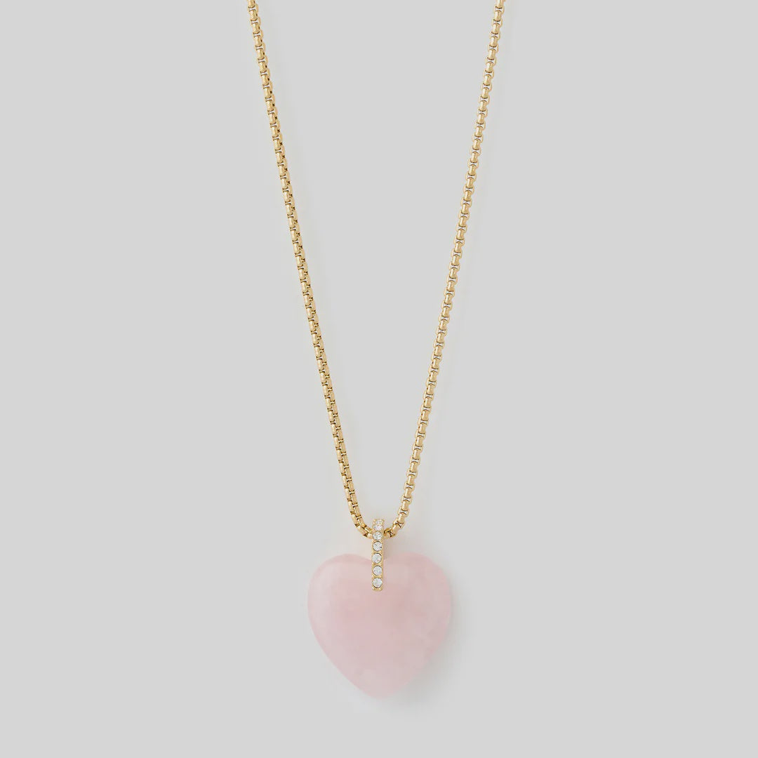 Daliah Heart Necklace - Rose Quartz