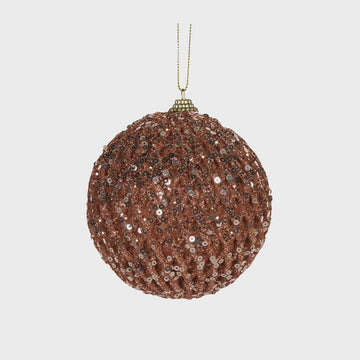 Rose Gold Glittered Lattice Bauble