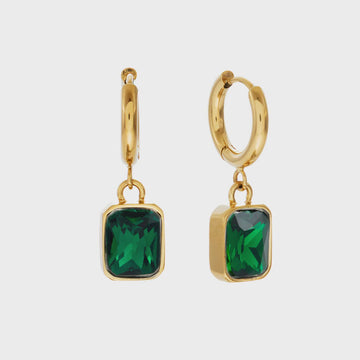 Luna Green CZ Drop Earring Gold