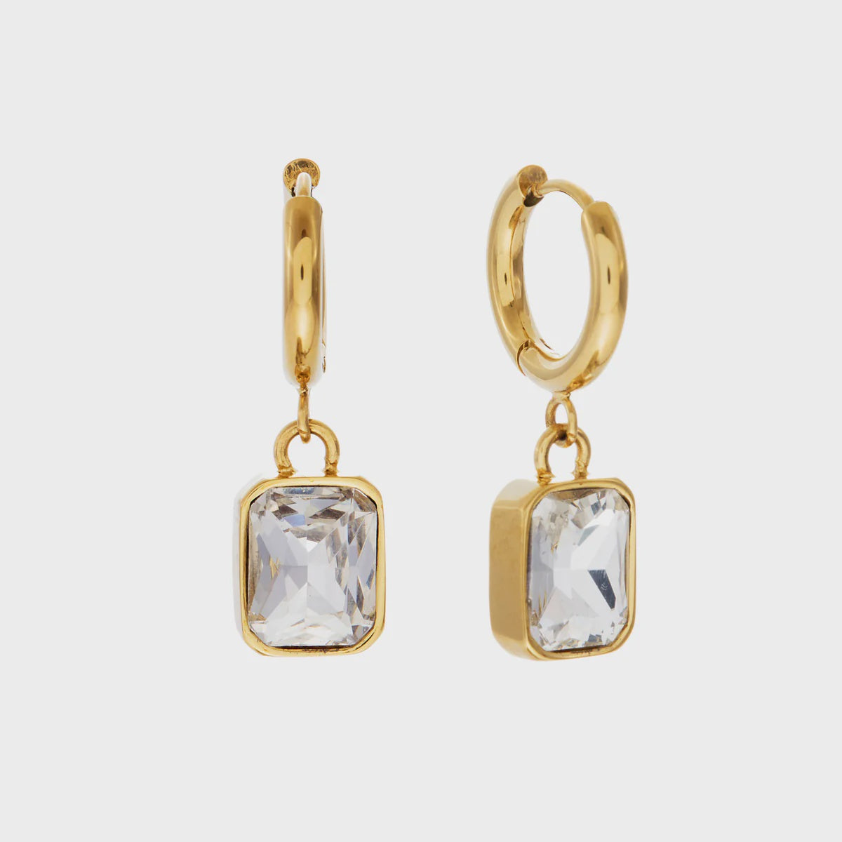 Luna Clear CZ SS Gold Drop Earring