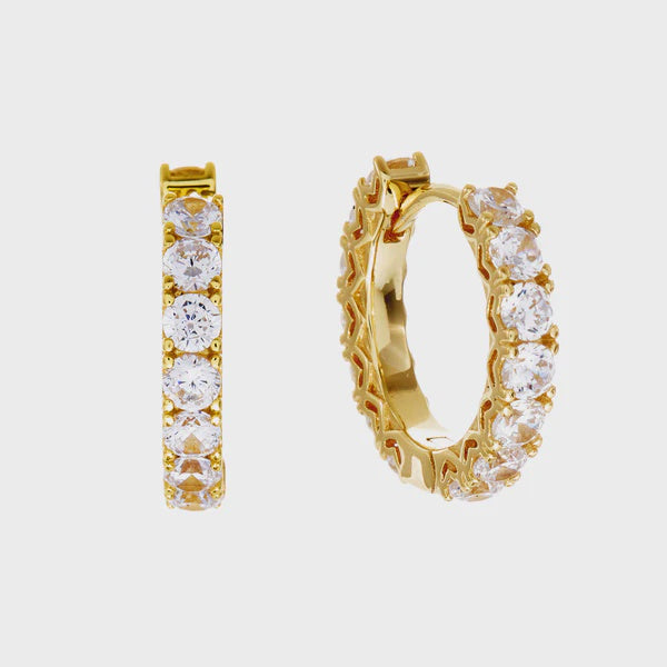 Lyla Gold Claw Set CZ Hoop Earring