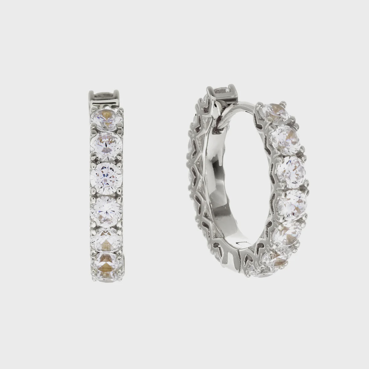 Lyla Rhodium Claw Set CZ Hoop Earring