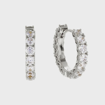 Lyla Rhodium Claw Set CZ Hoop Earring