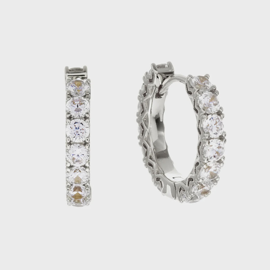 Lyla Rhodium Claw Set CZ Hoop Earring