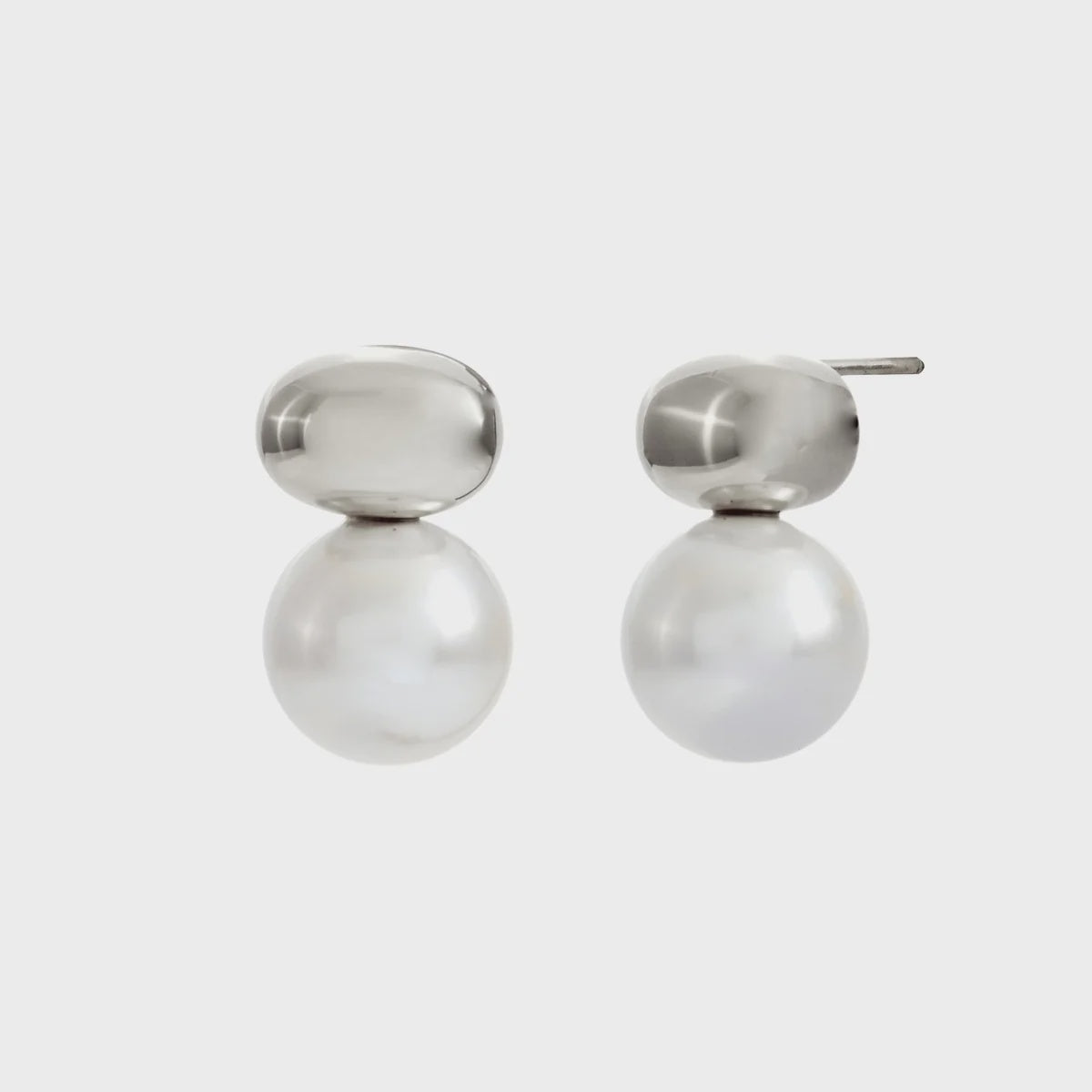 Tamsin Rhodium & White Pearl Stud Earrings