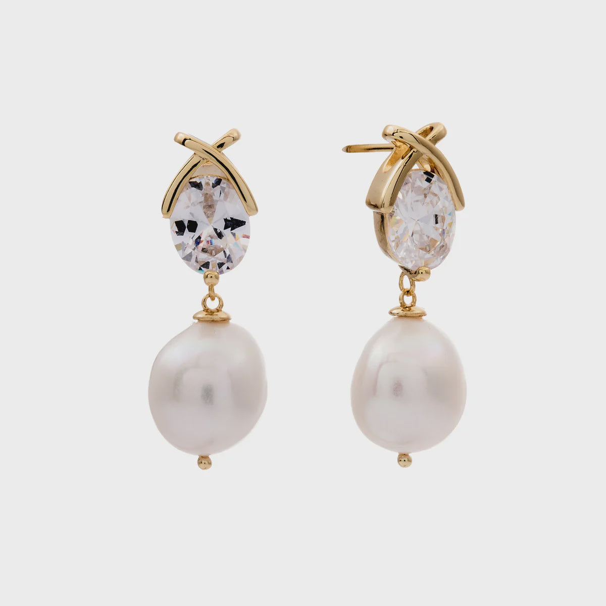 Tallulah Gold & White Freshwater Pearl Drop  Earrings