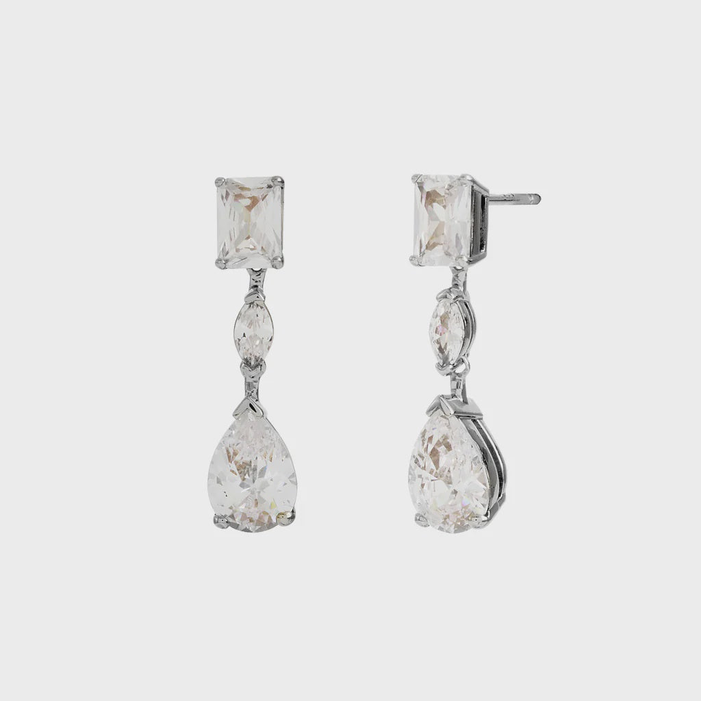 Aurora Silver CZ Chandelier Drop Earrings
