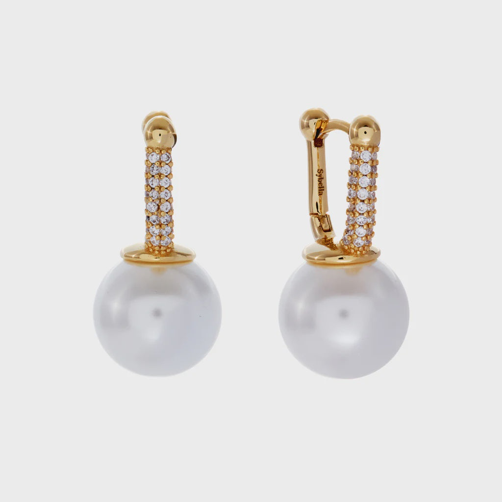 Anaya Gold CZ Pearl Drop Earrings