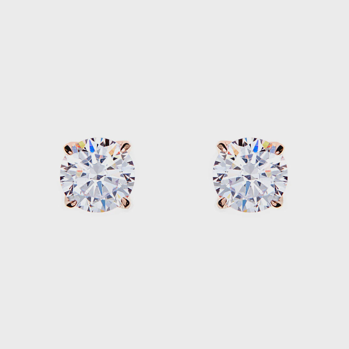Brilliant Claw Set 6mm CZ Rose Gold Stud Earrings
