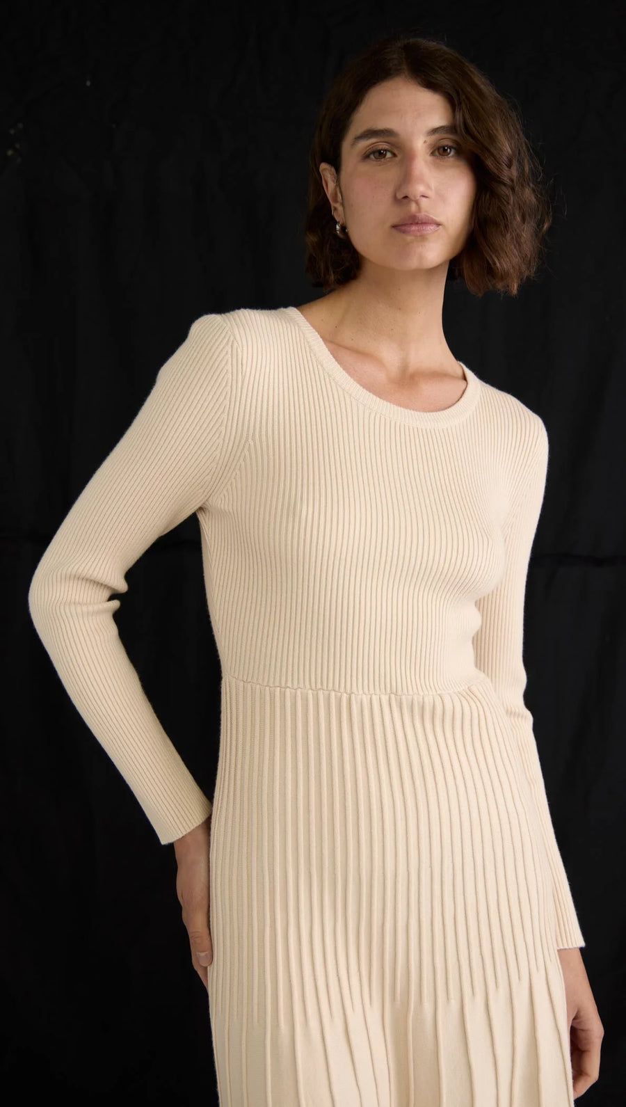 Elena Knit Midi Dress Vanilla