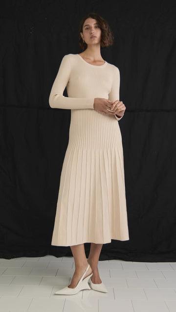 Elena Knit Midi Dress Vanilla