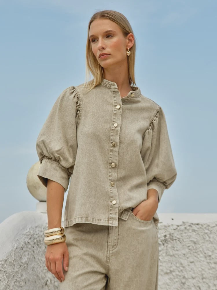Saskia Balloon Shirt - Parchment