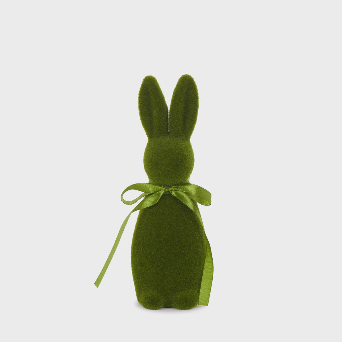 Mini Flocked Rabbit with Bow Moss