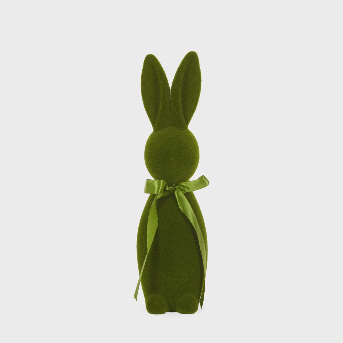 Large Flocked Rabbit With Bow Moss