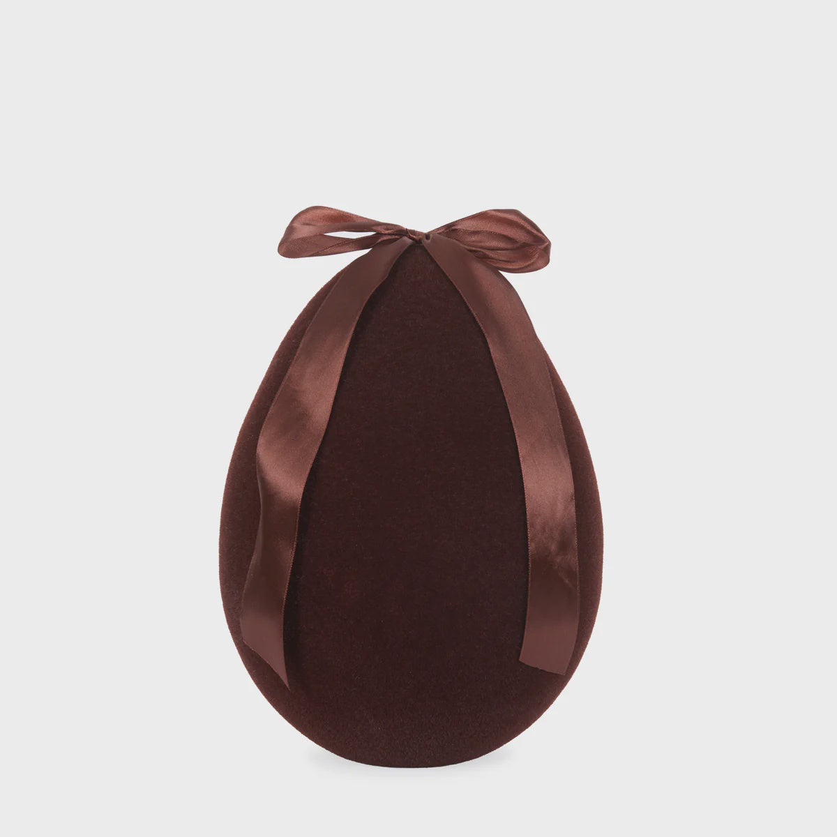 Large Flocked Egg with Bow Brown