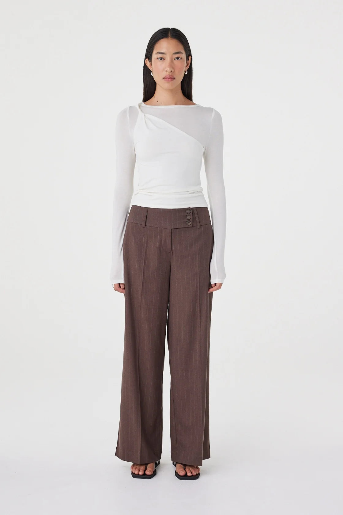 Manon Pant Espresso Pinstripe