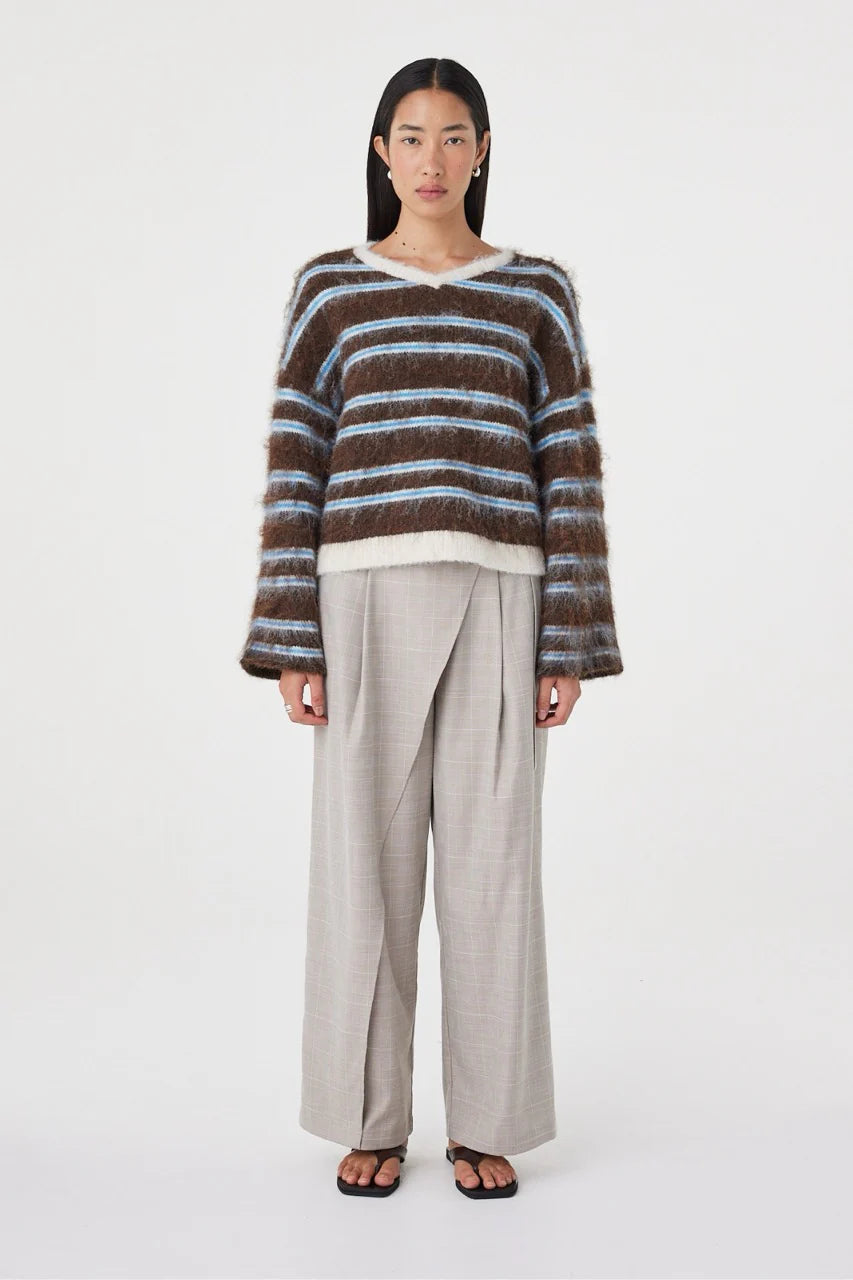 Lucca Sweater - Espresso & Blue Stripe