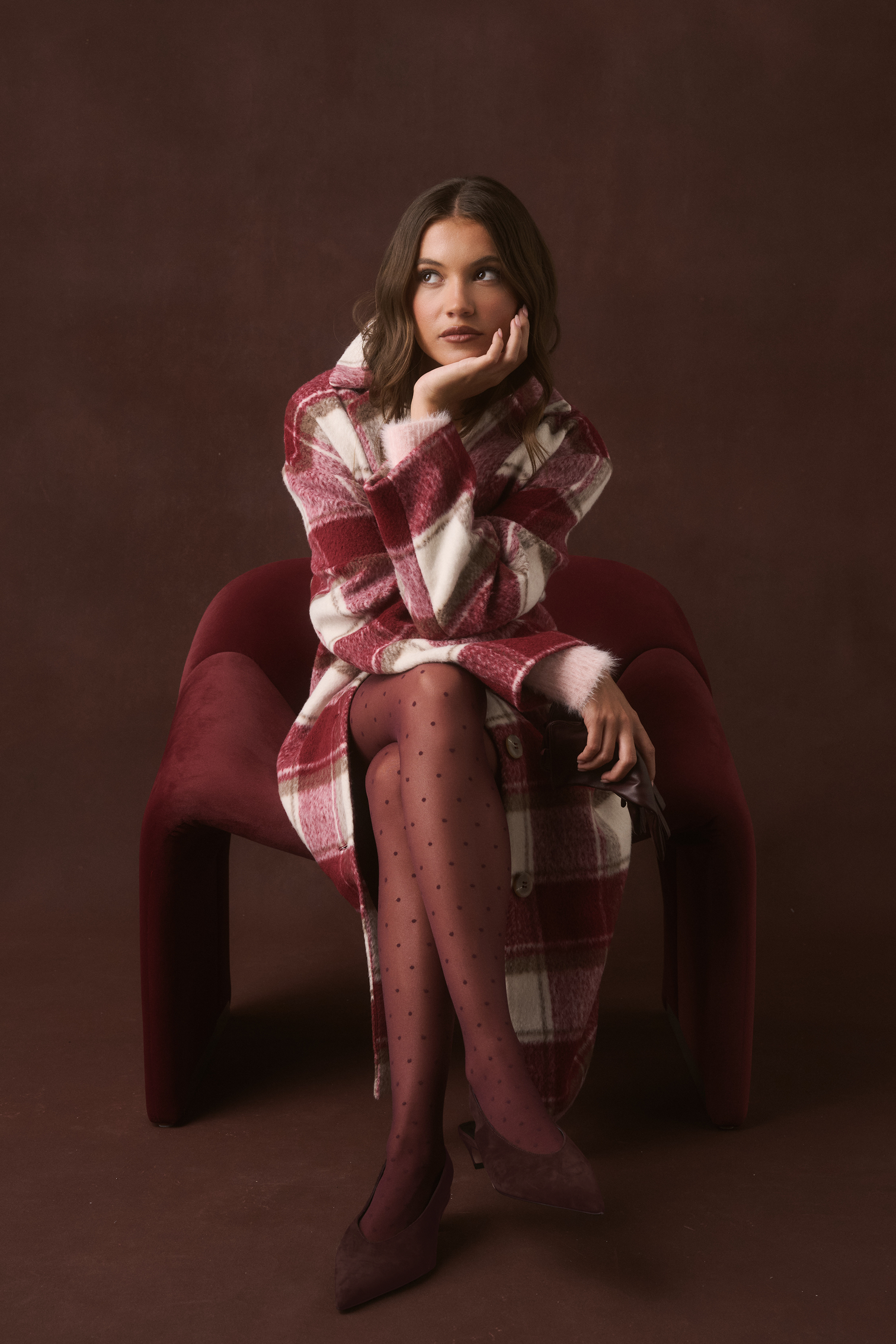 Greta Coat Berry Check